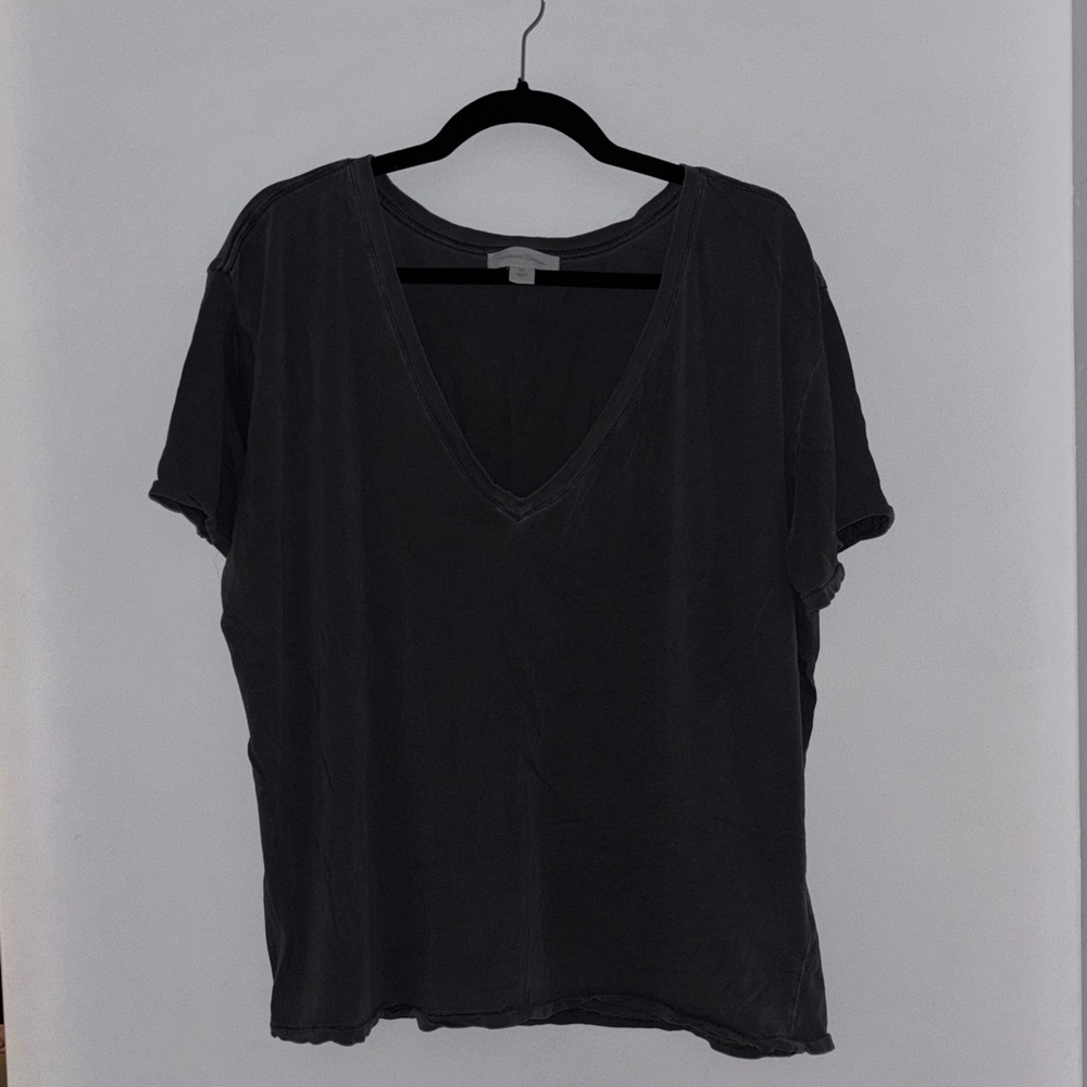 Classic Charcoal Grey V-Neck Women's Top